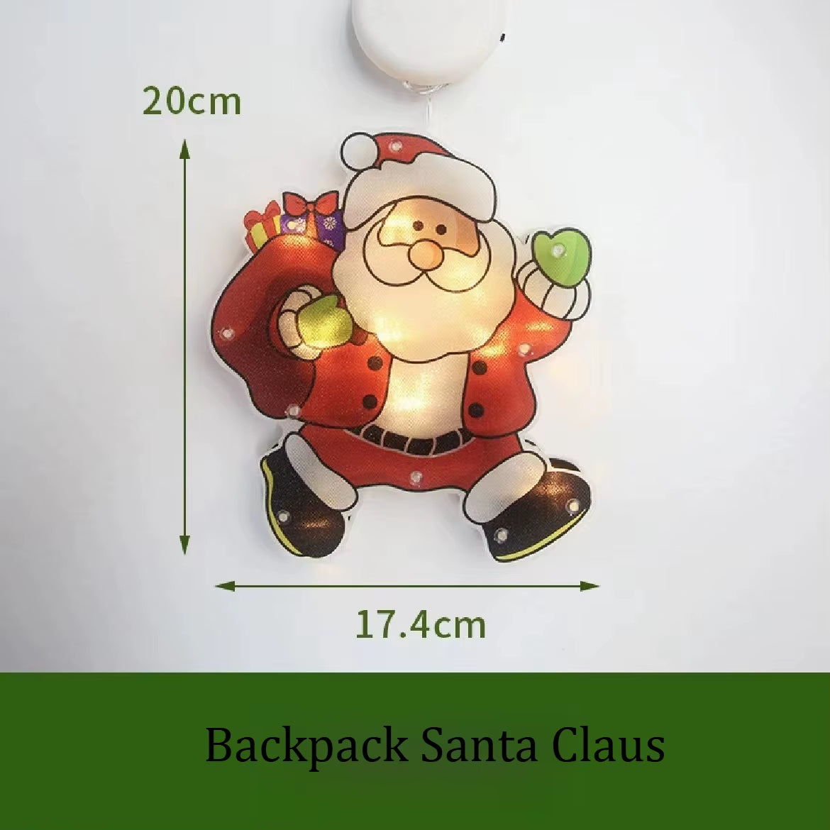 1Pc Christmas Window Decoration Hanging Lights 8 Styles LED Suction Cup Santa Claus Holiday Scene Atmosphere Decor