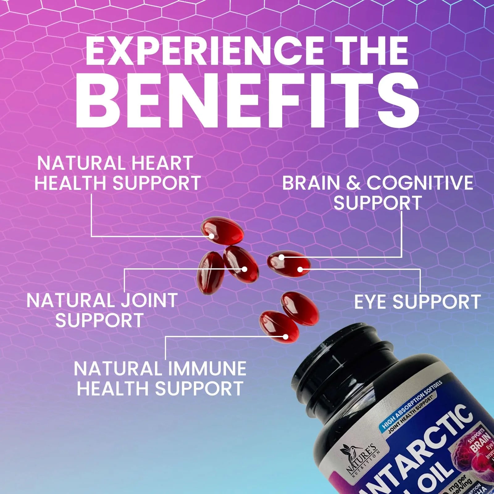 Krill Oil Omega 3 Supplement - 1000 Mg with Astaxanthin Sourced from Red Krill, Antarctic Krill Oil with Omega 3 EPA, DHA, Triple Strength Brain Health Immune Support with Phospholipids - 60 Softgels