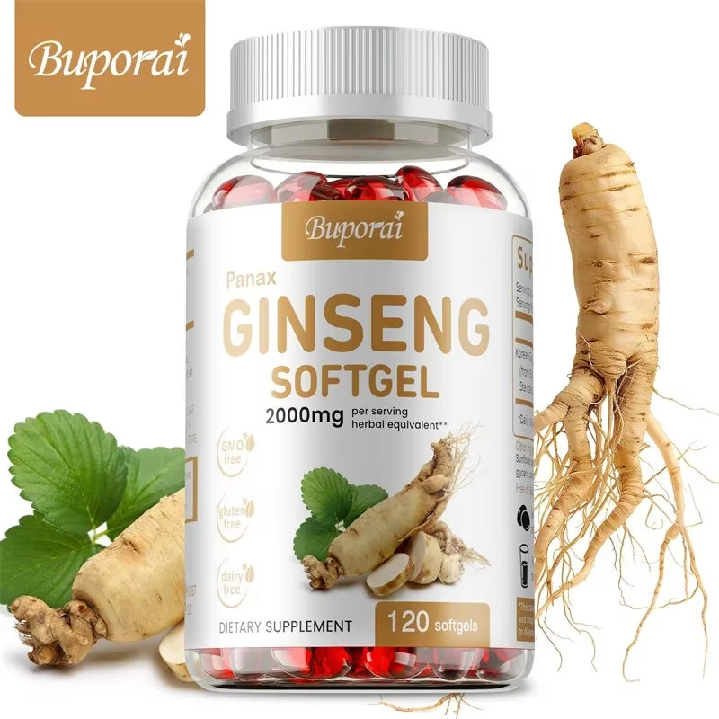 Red Panax Ginseng Capsules - for Immunity, Energy, Fatigue and Stress Relief, and Mental Focus