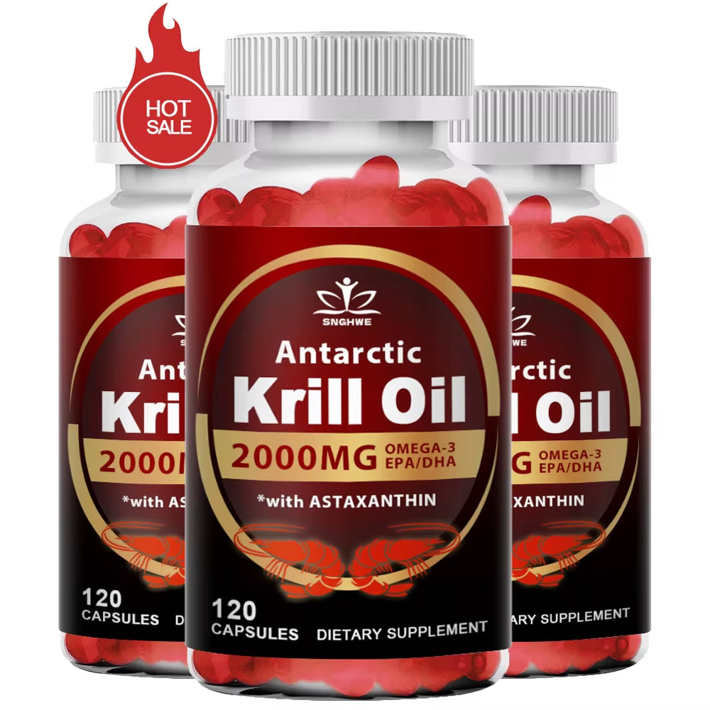 2000Mg Krill Oil Phospholipid Omega-3 EPA & DHA Phospholipids and Astaxanthin for Joint, Brain, Immune and Cardiac Support Diet