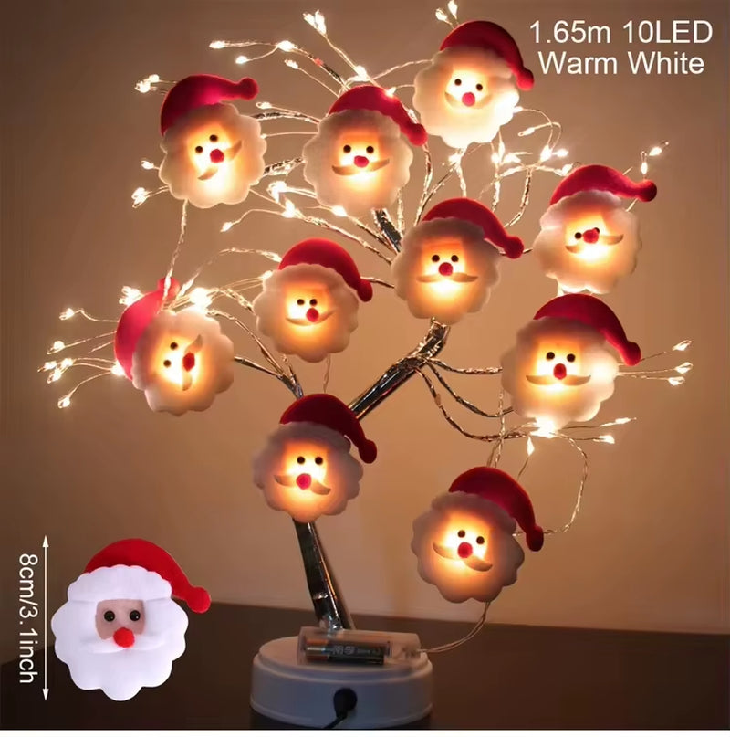 Snowman Christmas LED Garland String Light Merry Christmas Decorations for Home 2024 Xmas Tree Ornament Navidad New Year Gifts
