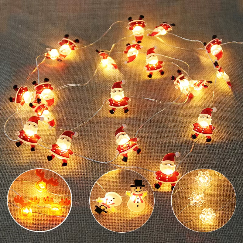 2M Christmas Decorations Santa Claus Snowman LED Light String Garland Tree Ornaments for Home Decor Xmas Navidad 2024 New Year