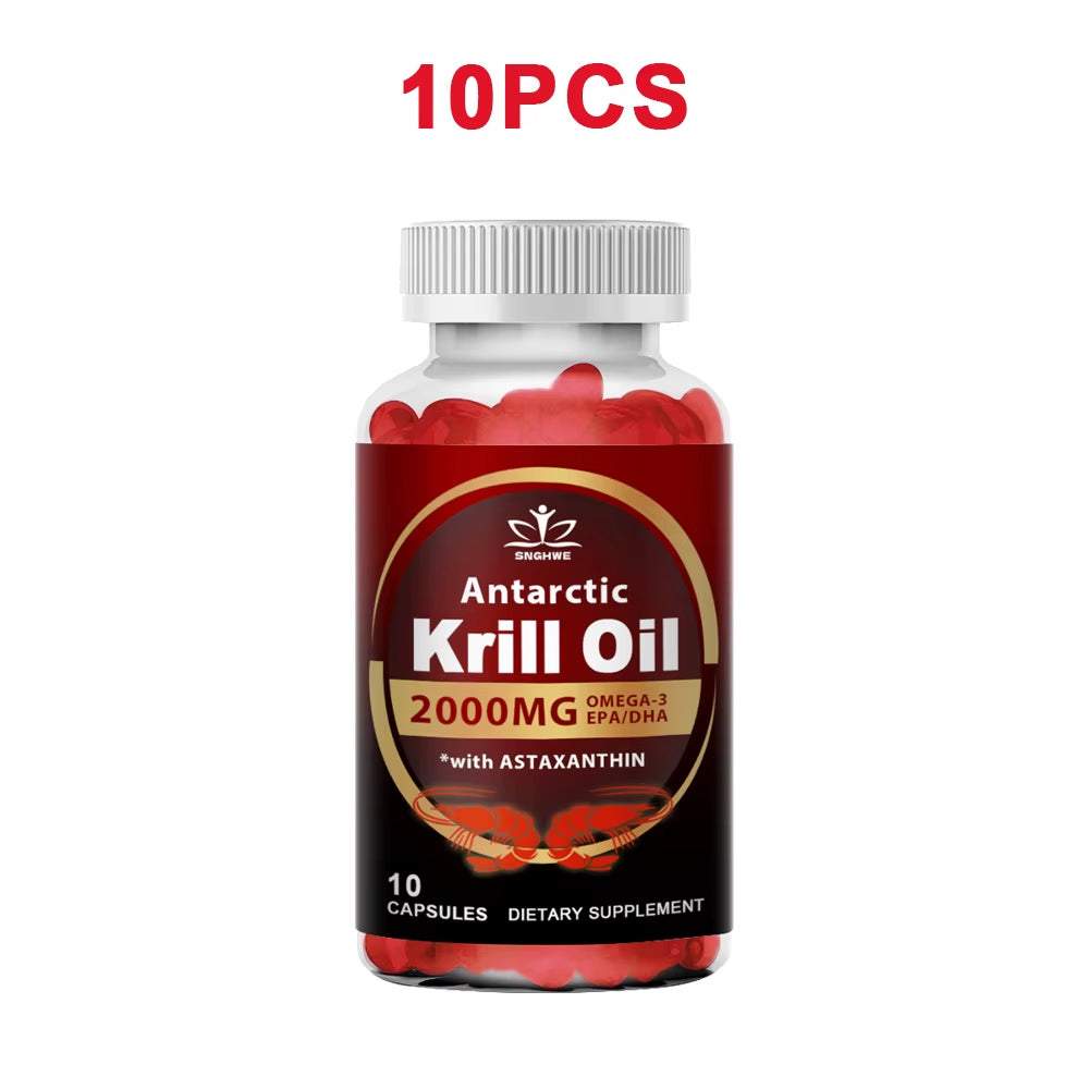 2000Mg Krill Oil Phospholipid Omega-3 EPA & DHA Phospholipids and Astaxanthin for Joint, Brain, Immune and Cardiac Support Diet