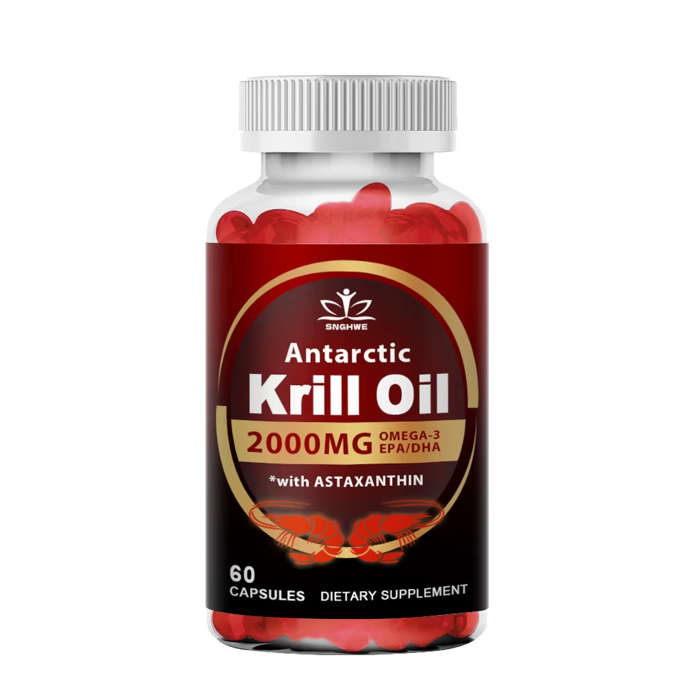 2000Mg Krill Oil Phospholipid Omega-3 EPA & DHA Phospholipids and Astaxanthin for Joint, Brain, Immune and Cardiac Support Diet