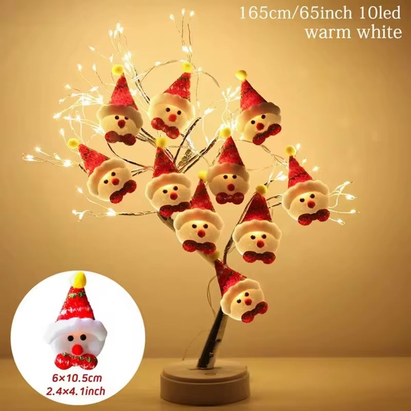 Snowman Christmas LED Garland String Light Merry Christmas Decorations for Home 2024 Xmas Tree Ornament Navidad New Year Gifts