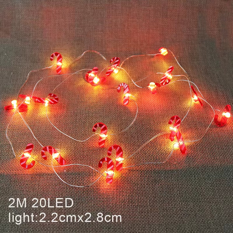 2M Christmas Decorations Santa Claus Snowman LED Light String Garland Tree Ornaments for Home Decor Xmas Navidad 2024 New Year