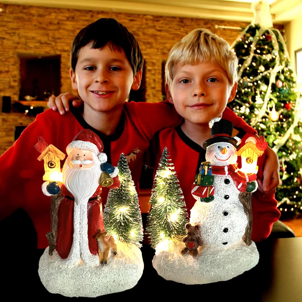 Christmas Decorations, Santa Claus Snowman, Christmas Holiday Party Decorations, LED Lights, Tabletop Statues
