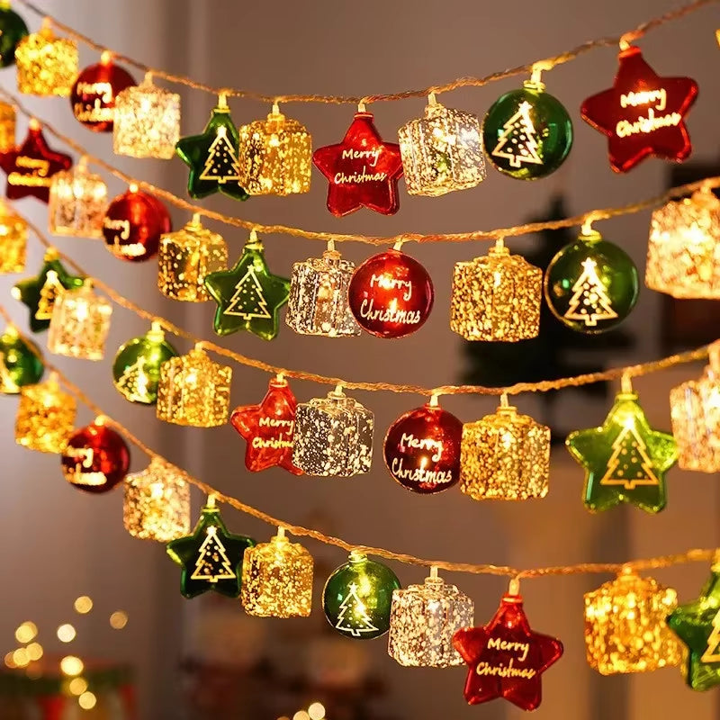 1-4PCS Christmas Led String Lights Christmas Tree Ambient Lights Christmas Color Lights Holiday Decoration Pentagram Lights