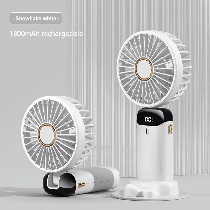 Ultra-Cool Portable Neck Fan – Foldable 5-Speed Mini Fan with LED Display, Phone Stand & Long-Lasting 1800mAh Battery