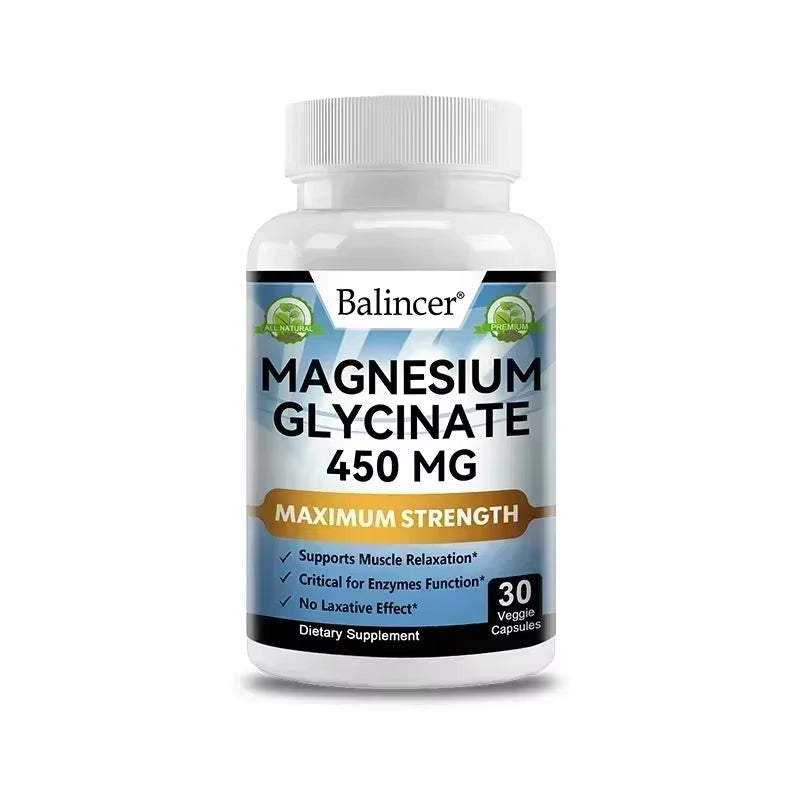 Magnesium Glycinate - Nerves System, Improve Mood Nervous, Muscles Recovery, Heart Health, Sleep Quality Support